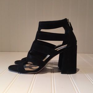 Prada Black Suede ‘Gladiator’ Block Heels sz 37